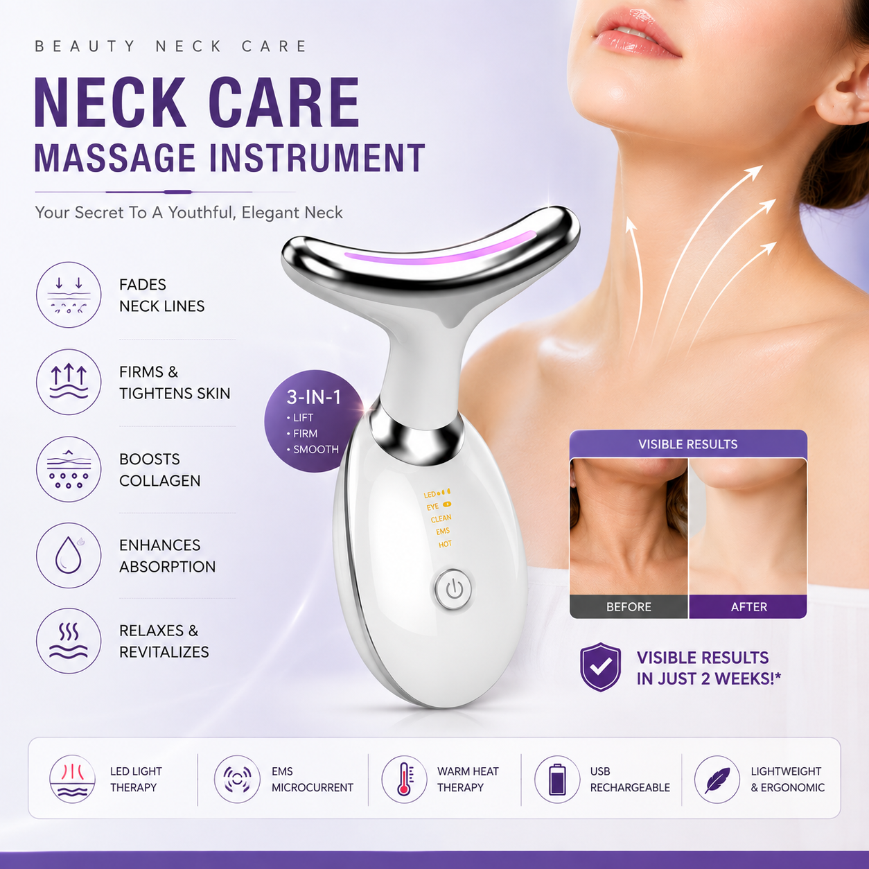 NeckGlow Pro™ 5-in-1 LED Neck & Face Massager