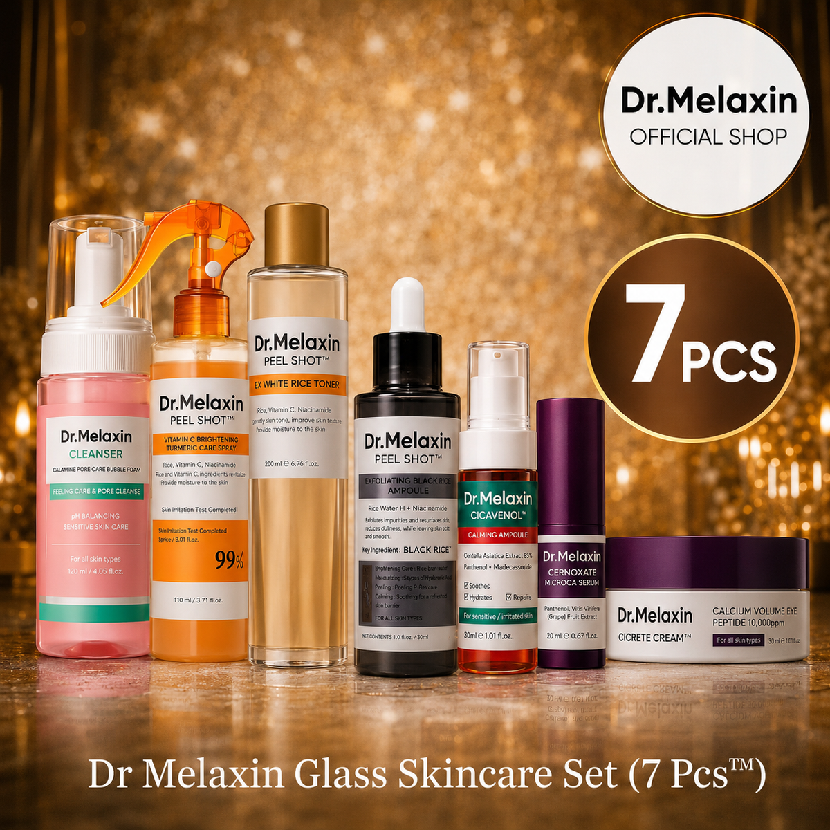 Dr. Melaxin™ Glass Skincare set (7-Pc Set)